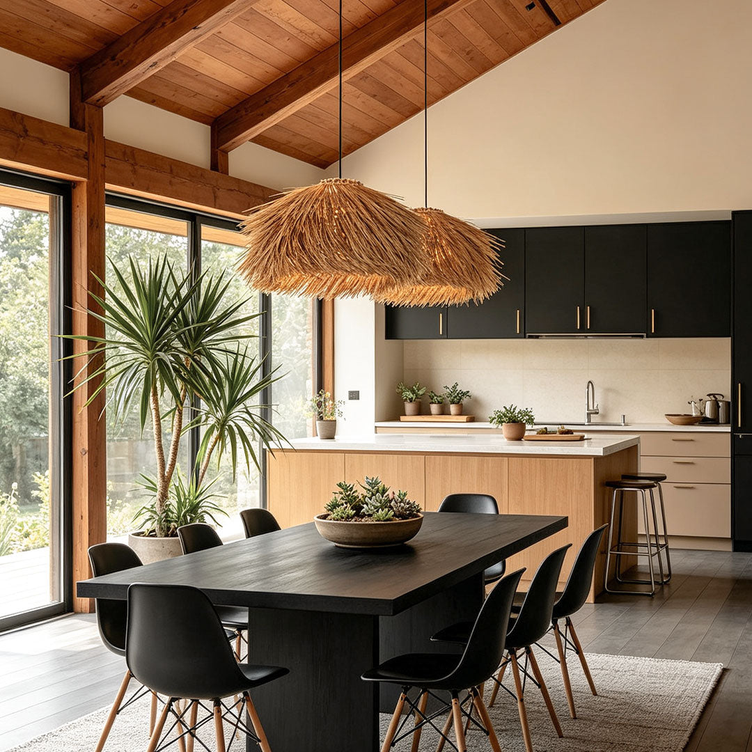 Straw Pendant Light Rustic Farmhouse Rattan Ceiling