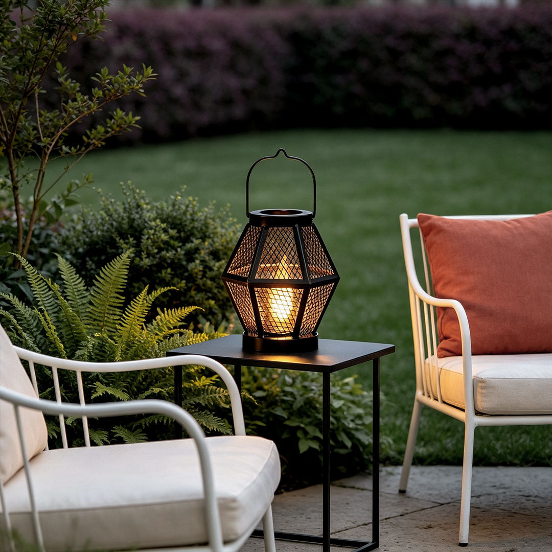 Portable Lantern Lamp Solar Iron Mesh Metal