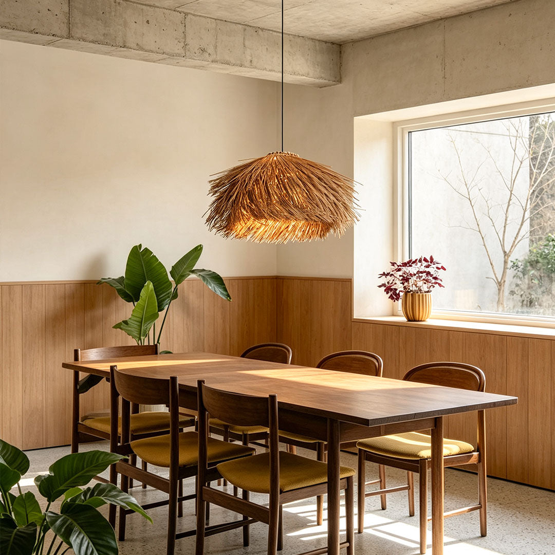 Straw Pendant Light Rustic Farmhouse Rattan Ceiling