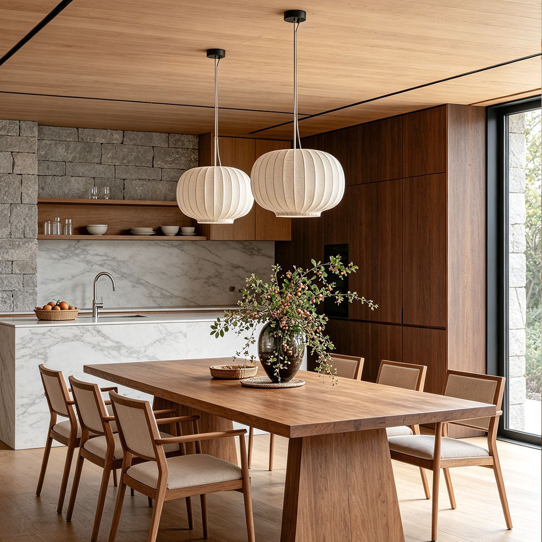 White Modern Chandelier Wabi-Sabi Silk Fabric