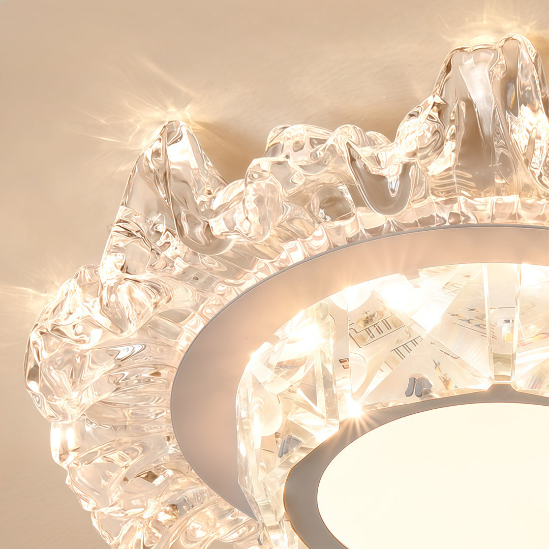 Modern White Flush Mount Light Crystal Ceiling Light