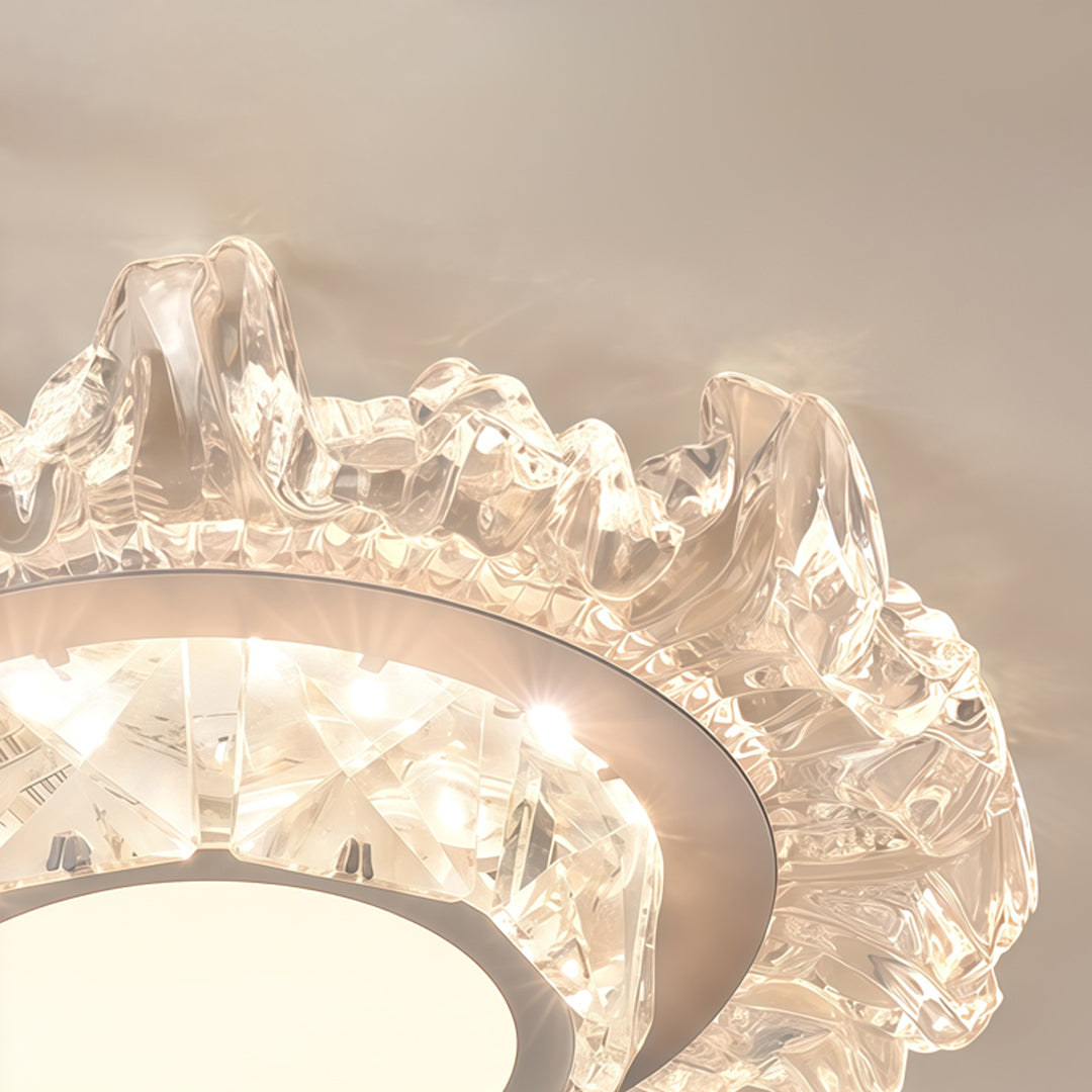 Modern White Flush Mount Light Crystal Ceiling Light