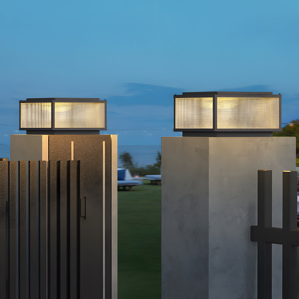 Open-Box Outdoor Pillar Light Fixtures Cast Aluminum Square