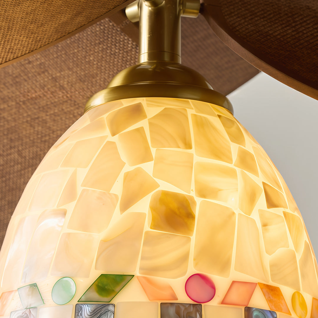 Art Deco Flush Mount Light Fixture Vintage French Shell Light