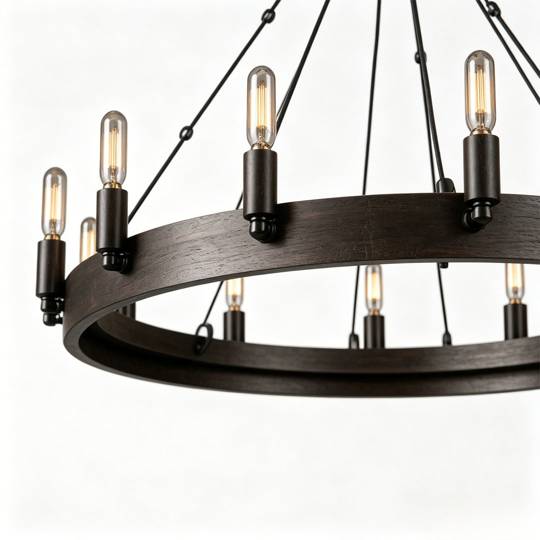 Black Iron Chandelier American Rustic Round Ceiling Light
