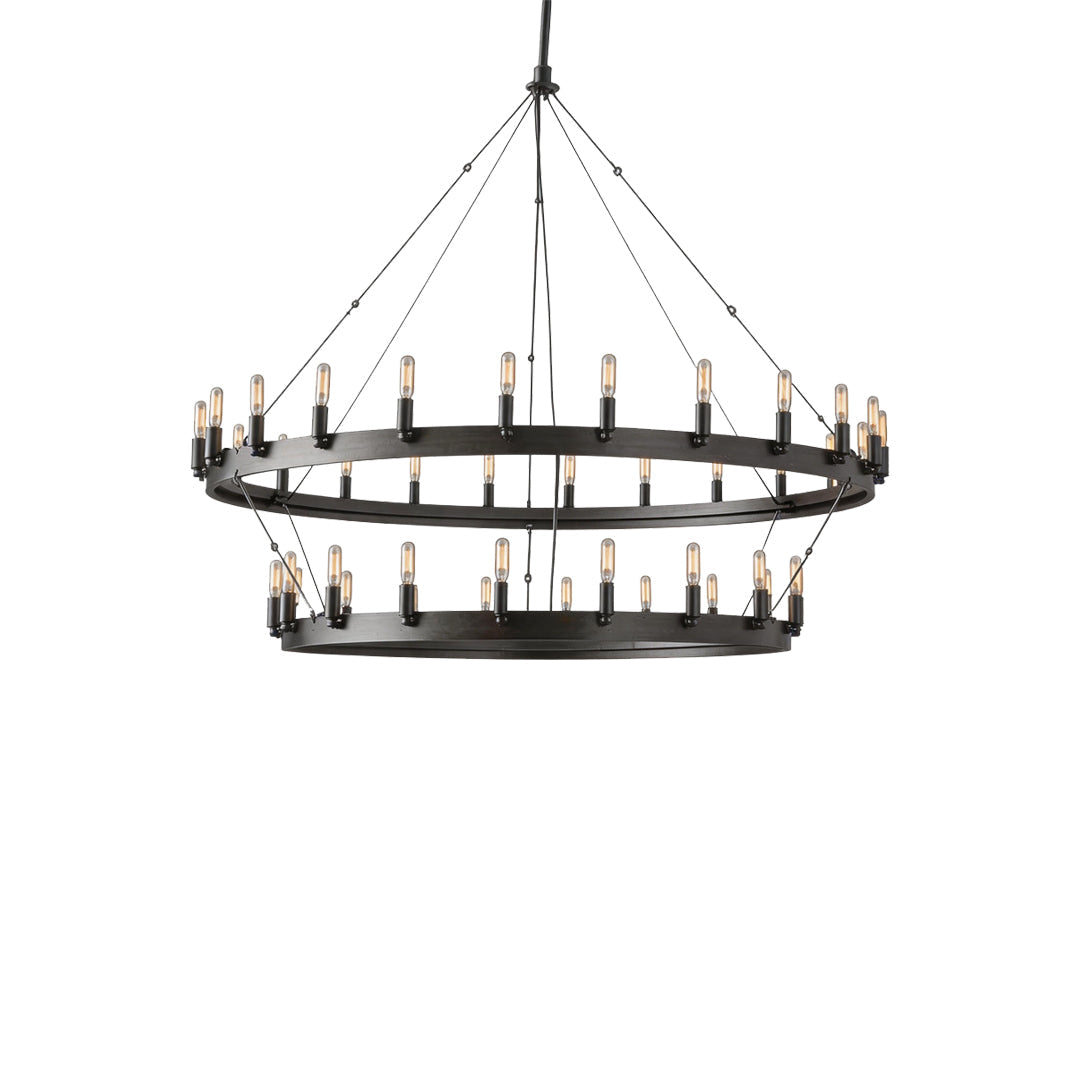 Black Iron Chandelier American Rustic Round Ceiling Light