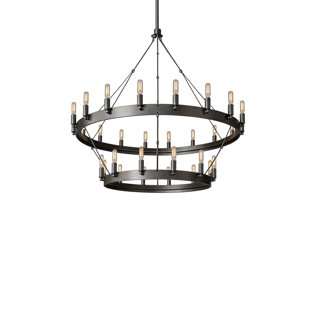 Black Iron Chandelier American Rustic Round Ceiling Light