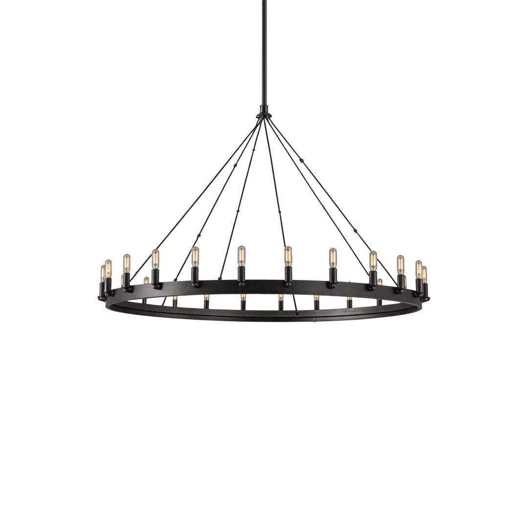 Black Iron Chandelier American Rustic Round Ceiling Light