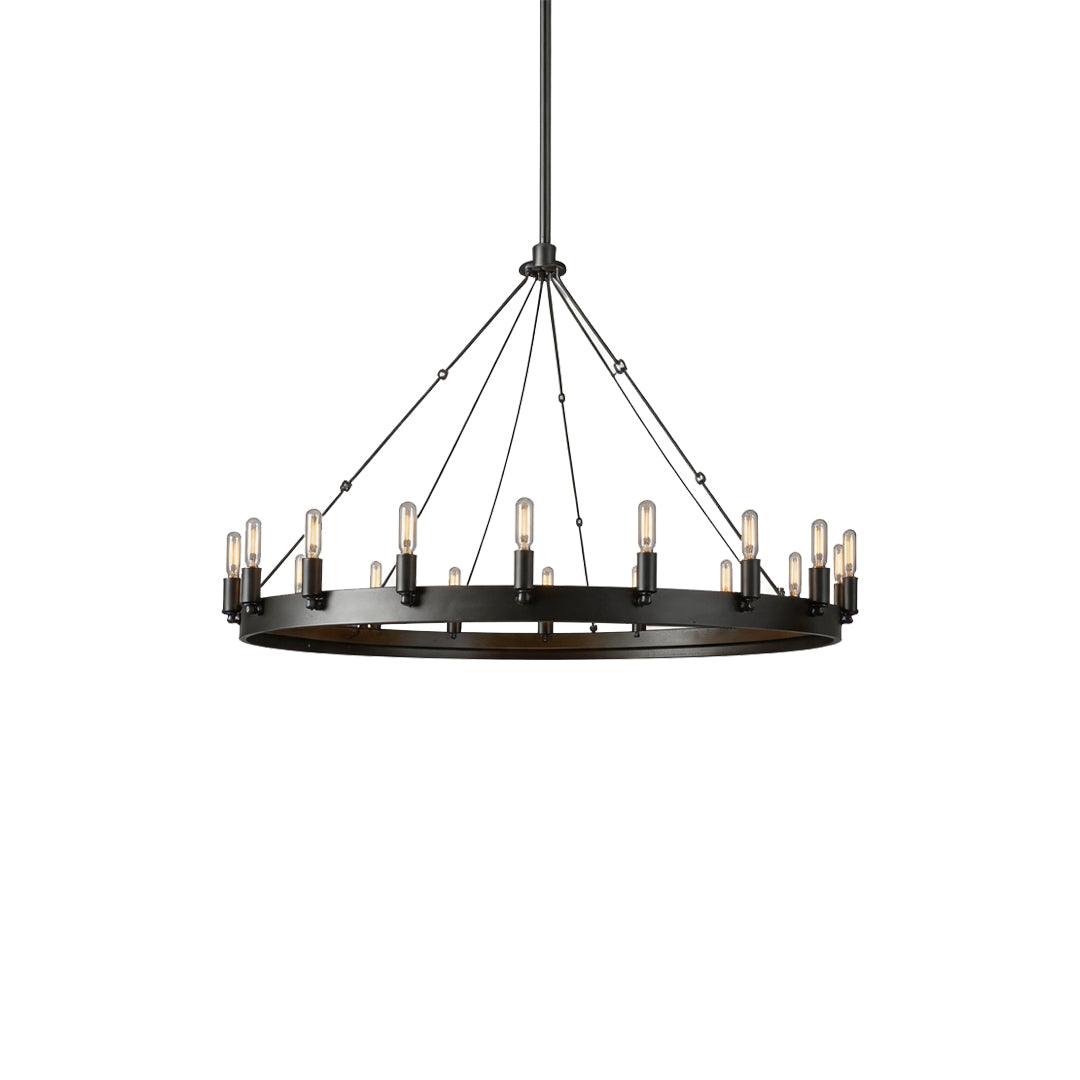 Black Iron Chandelier American Rustic Round Ceiling Light