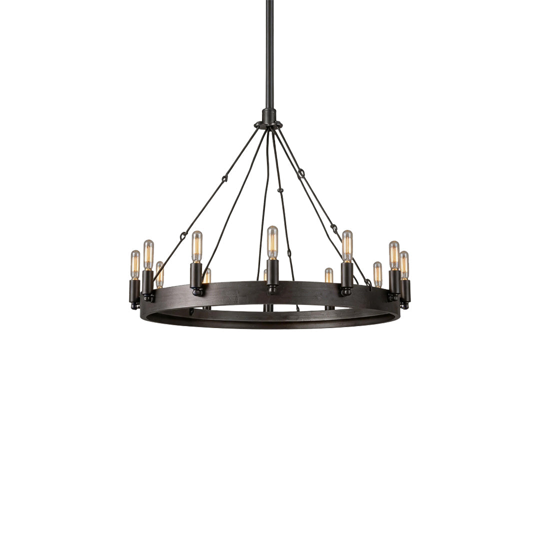 Black Iron Chandelier American Rustic Round Ceiling Light