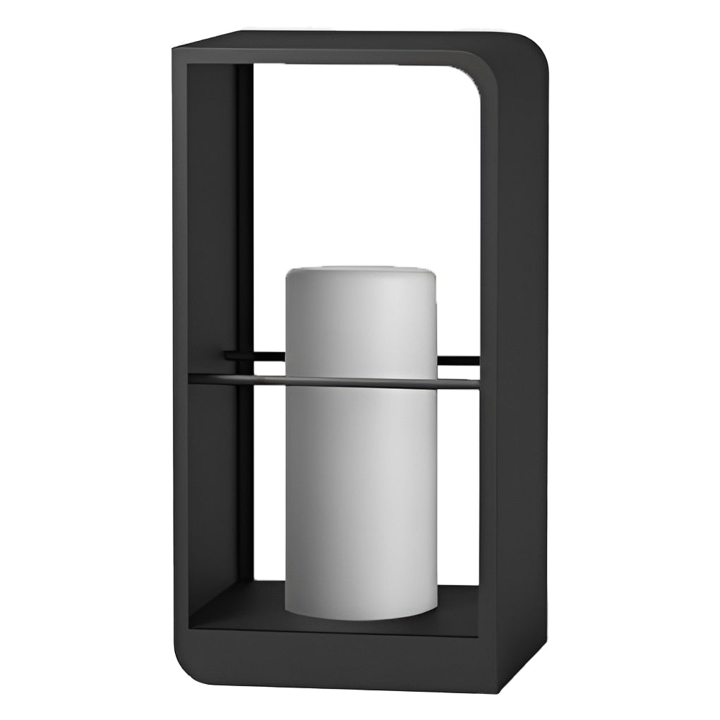 Open-Box Black Lantern Outdoor Light Rectangular Frame