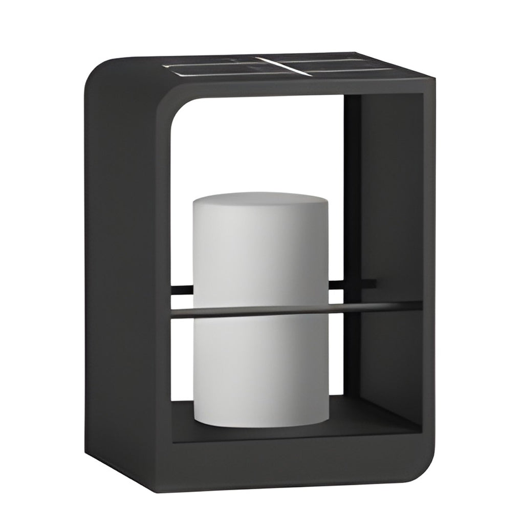 Open-Box Black Lantern Outdoor Light Rectangular Frame