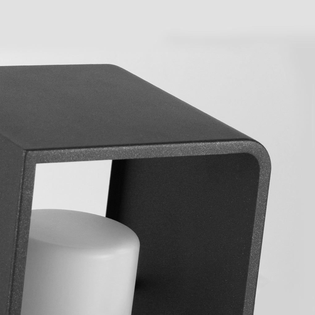 Open-Box Black Lantern Outdoor Light Rectangular Frame