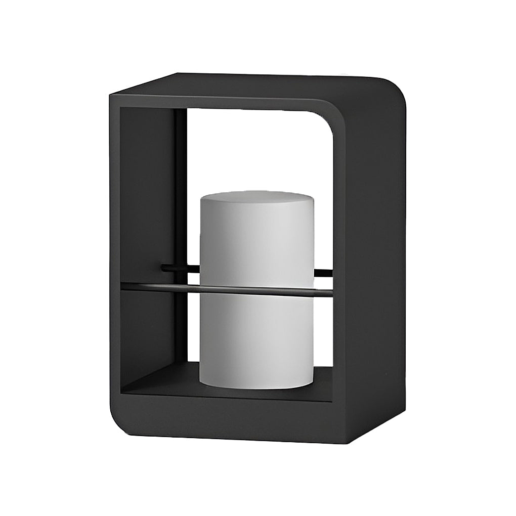 Open-Box Black Lantern Outdoor Light Rectangular Frame