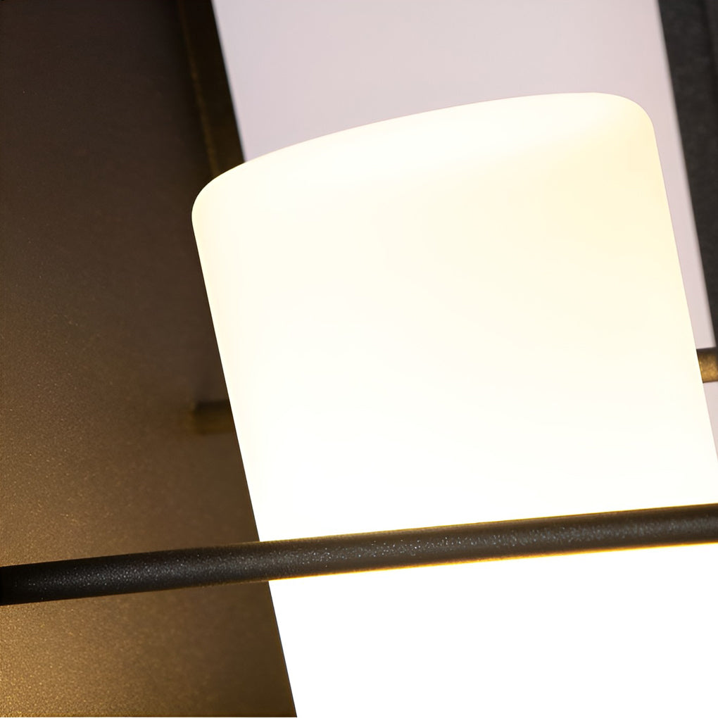 Open-Box Black Lantern Outdoor Light Rectangular Frame