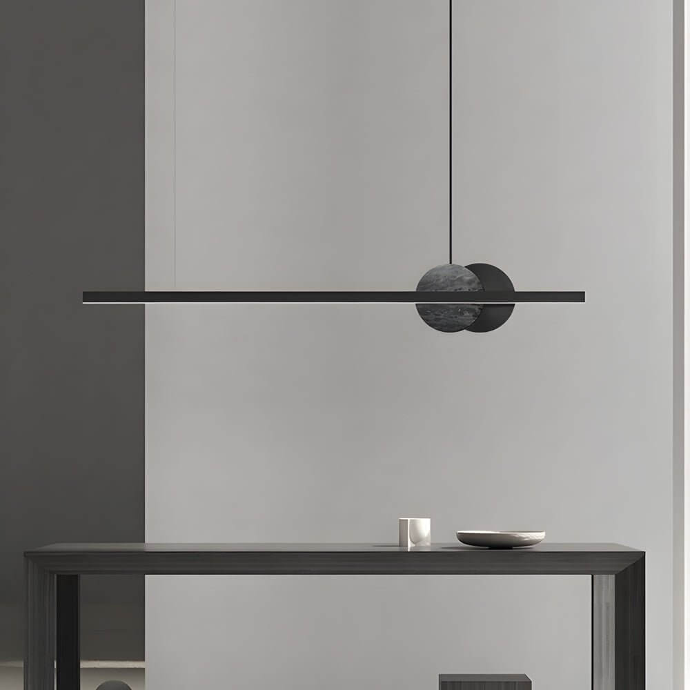 Open-Box Black Linear Round Marble LED Pendant Light