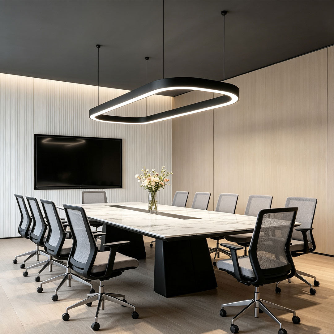 Oval Chandelier Modern Metal LED Office Ceiling