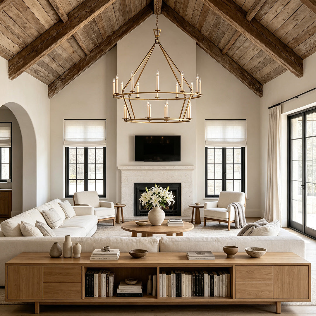 Candles Chandelier American Retro Style Metal Ceiling Light