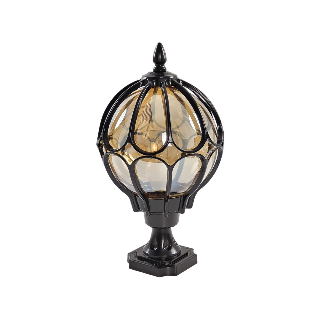 [Open-Box]Outdoor Globe Pillar Lights Retro Glass Globe Copper Fence Post Light
