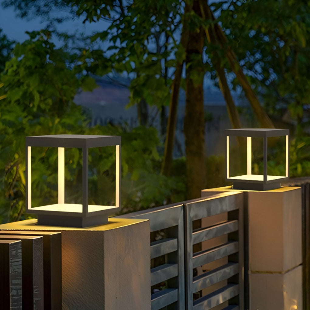 Concrete Pillar Lights Modern Open-Frame Square LED