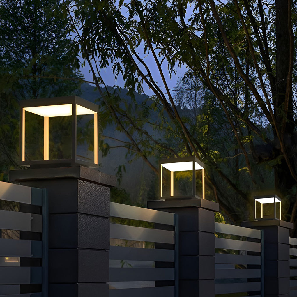Concrete Pillar Lights Modern Open-Frame Square LED