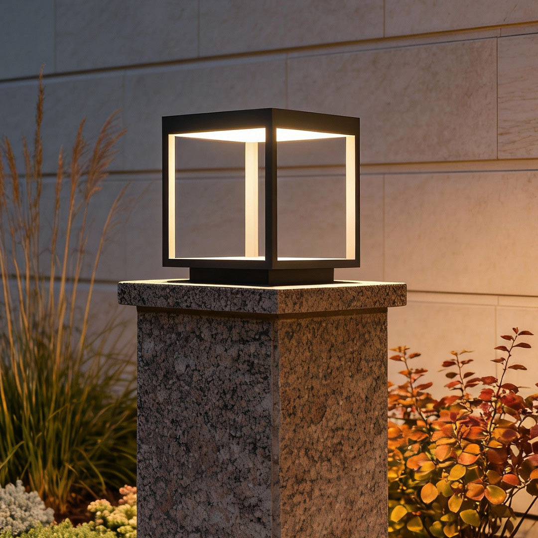 Concrete Pillar Lights Modern Open-Frame Square LED
