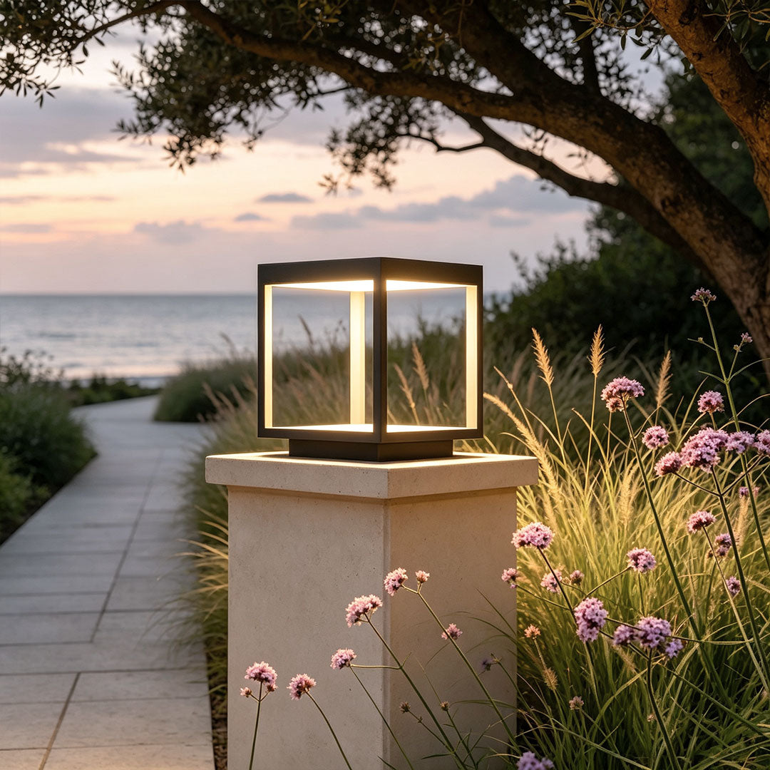 Concrete Pillar Lights Modern Open-Frame Square LED