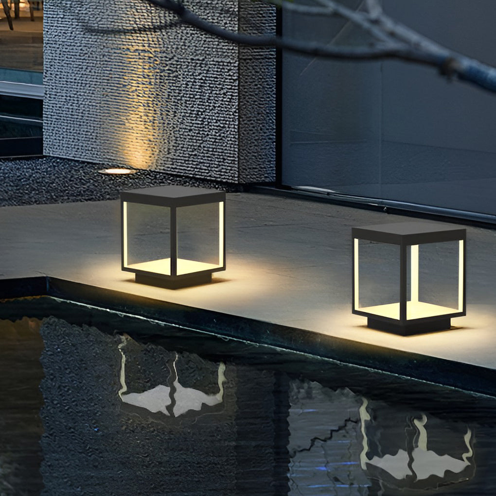 Concrete Pillar Lights Modern Open-Frame Square LED