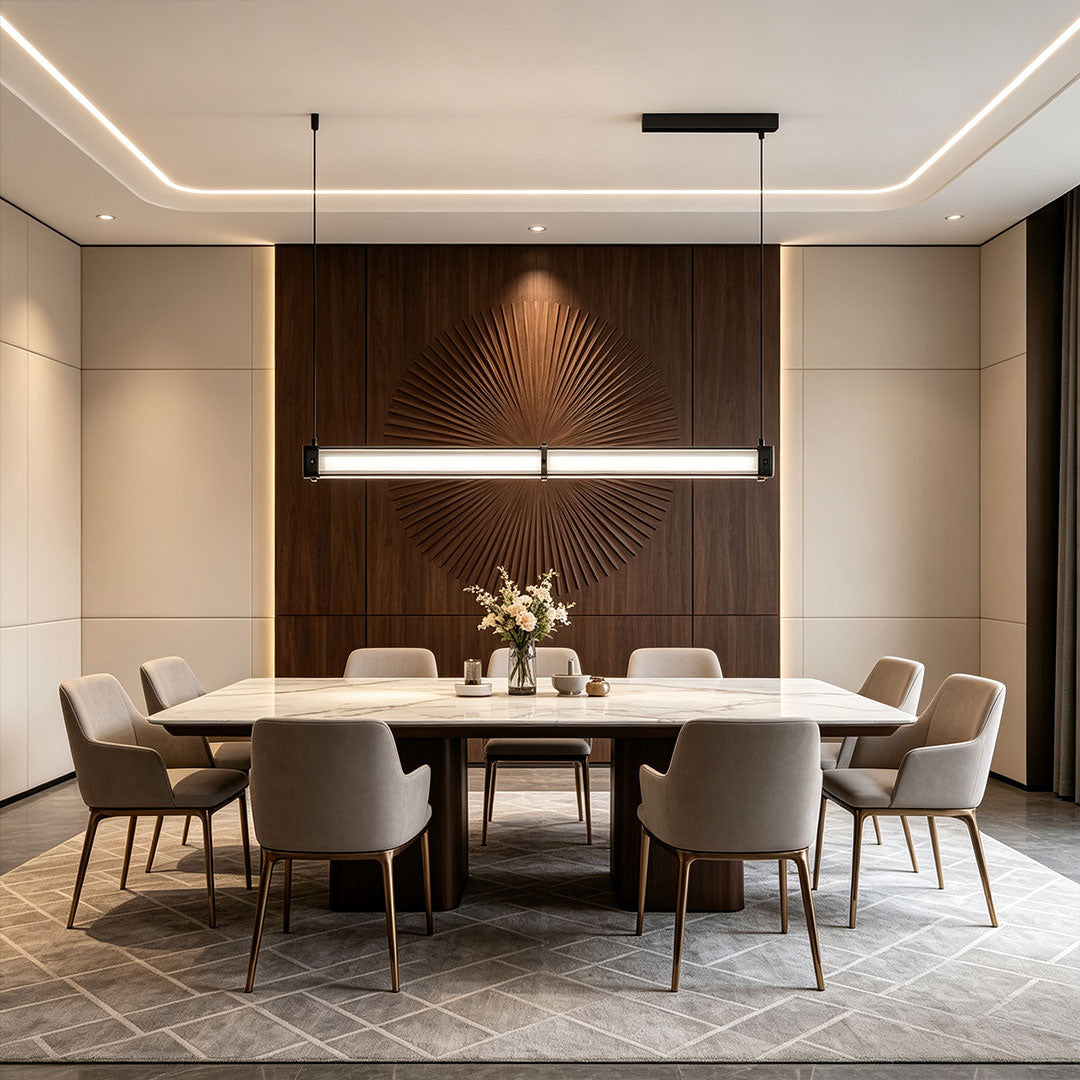 Contemporary Linear Suspension Lighting Metal