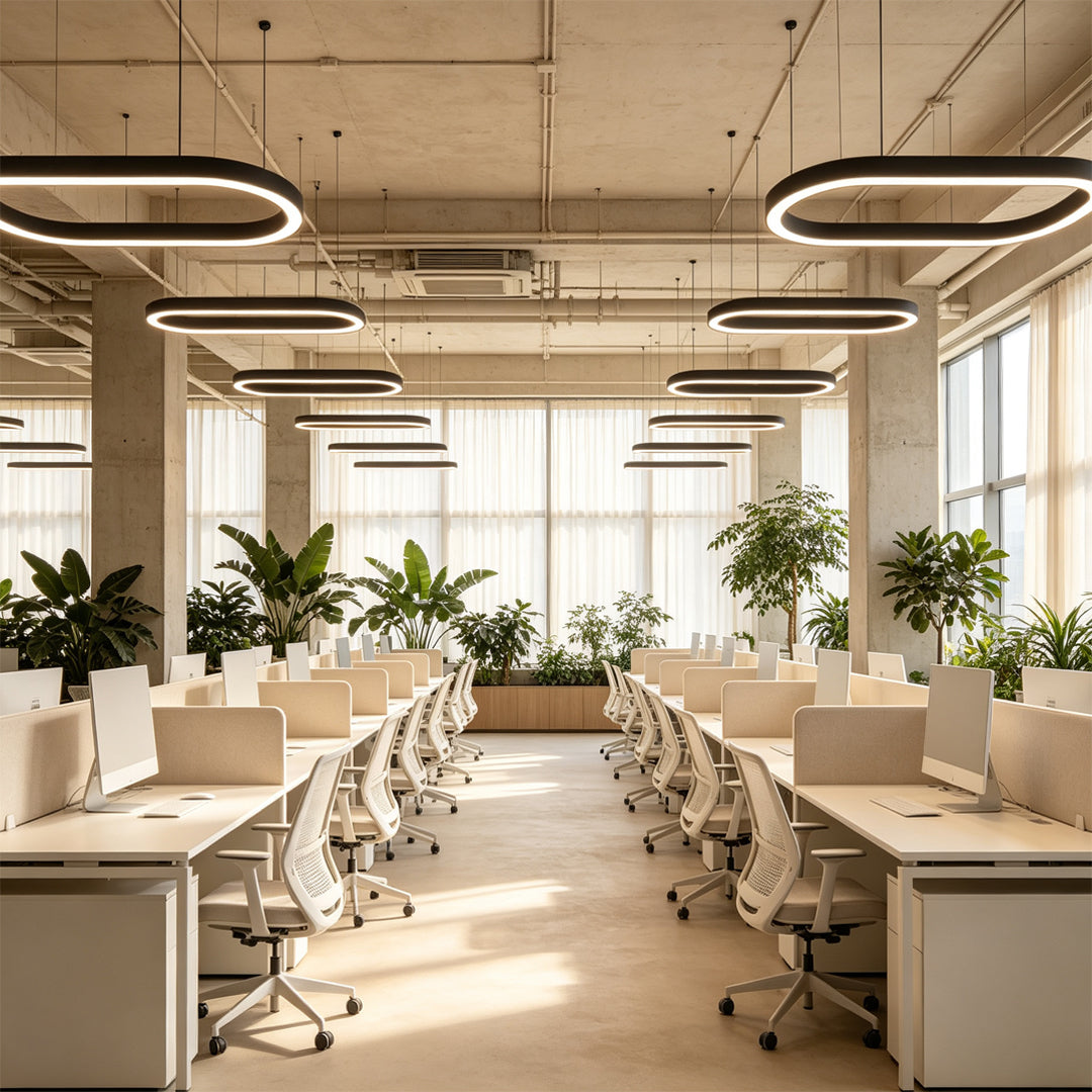 Oval Chandelier Modern Metal LED Office Ceiling