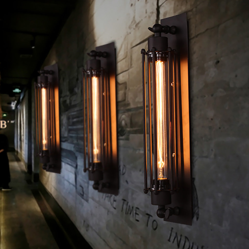 Open-Box Vintage Industrial Wall Sconce Black Iron Linear