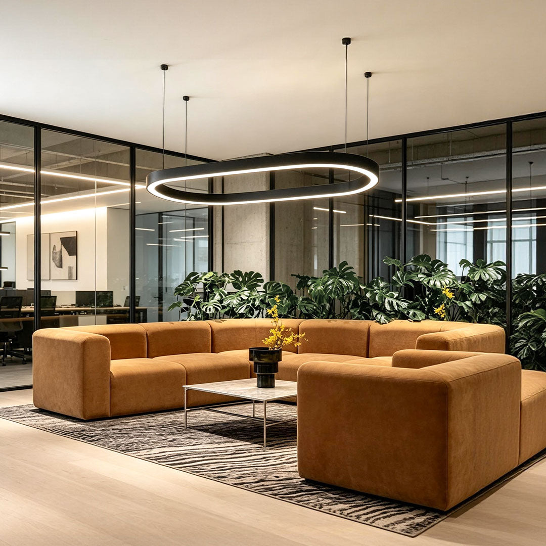 Oval Chandelier Modern Metal LED Office Ceiling