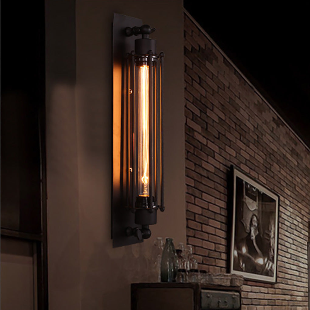 Open-Box Vintage Industrial Wall Sconce Black Iron Linear