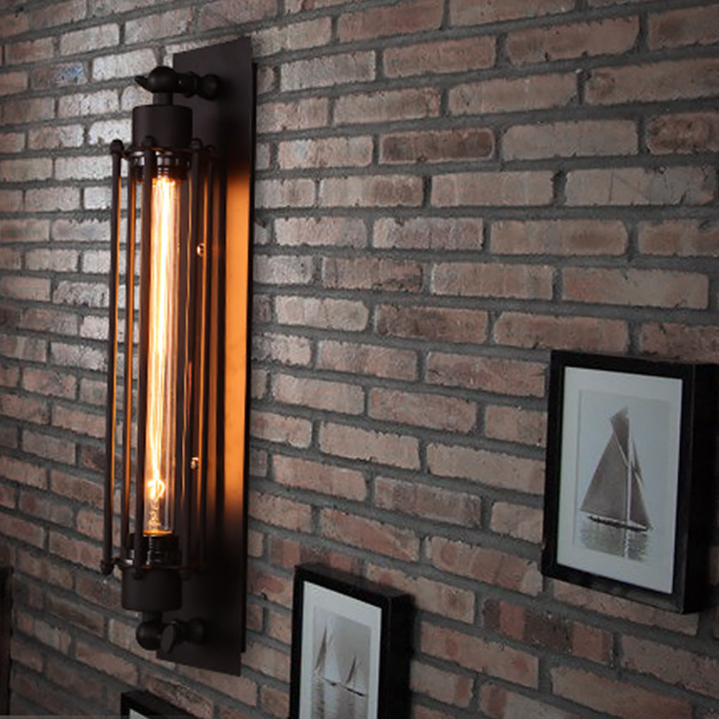 Open-Box Vintage Industrial Wall Sconce Black Iron Linear