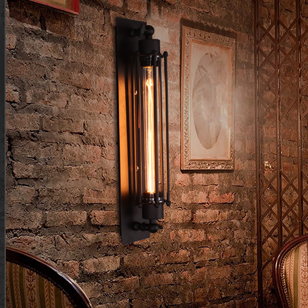 Open-Box Vintage Industrial Wall Sconce Black Iron Linear