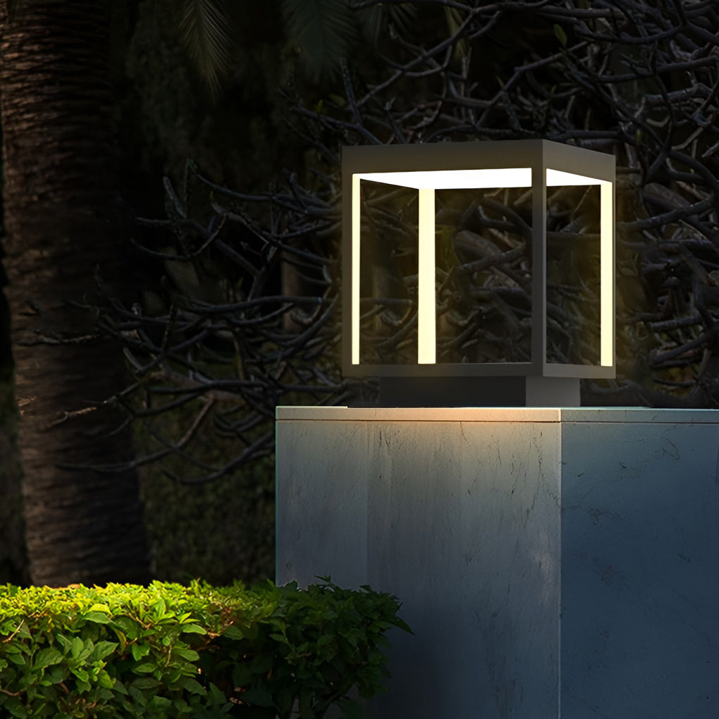 Concrete Pillar Lights Modern Open-Frame Square LED