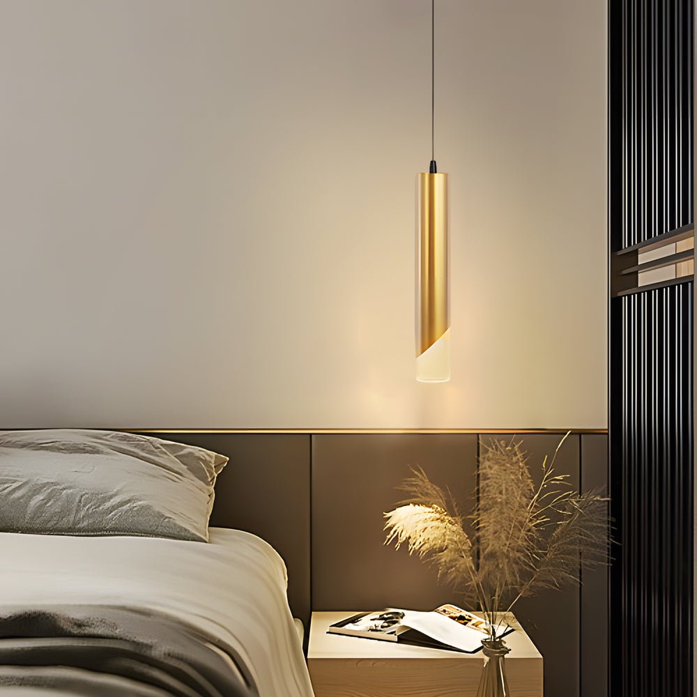 [Open-Box]Hardware Slender Cylinder 3 Step Dimming Gold Modern LED Pendant Lights