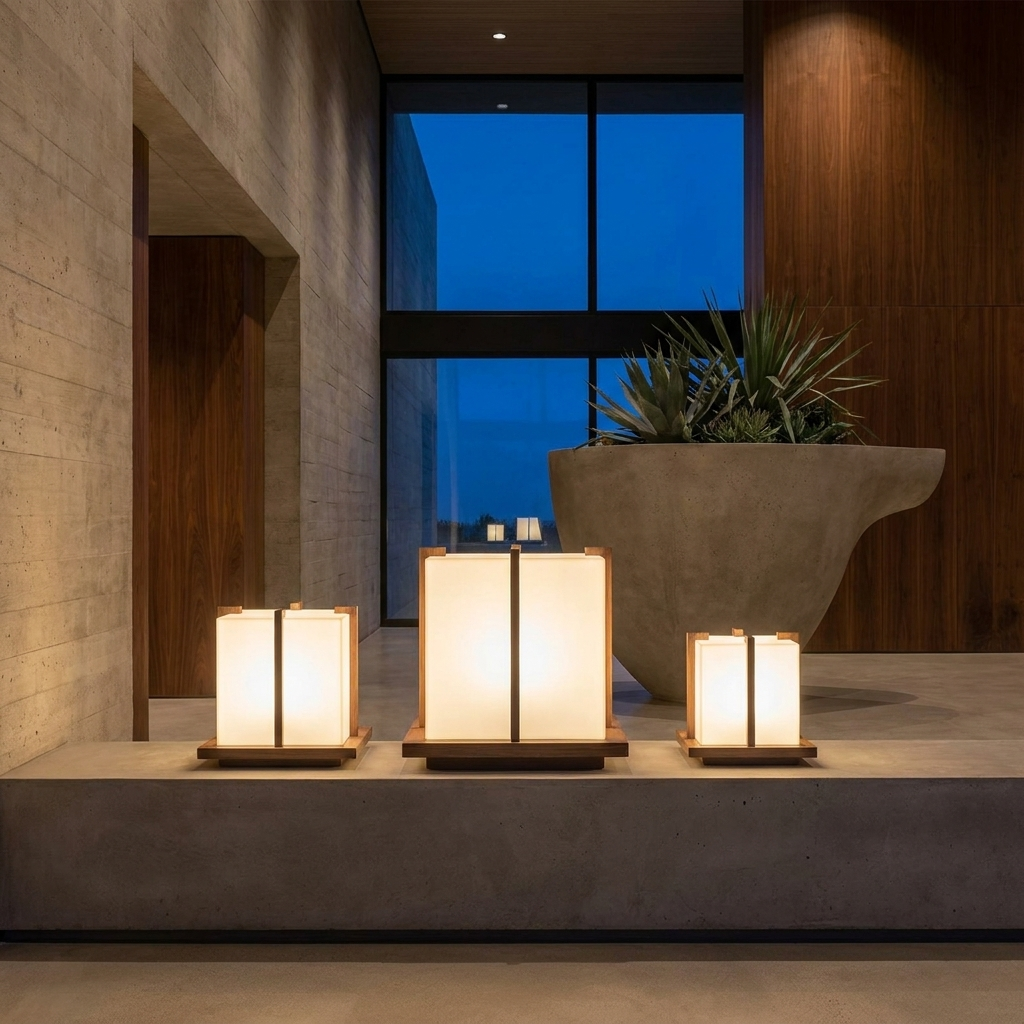 Outdoor Garden Pillar Lights architectural setting