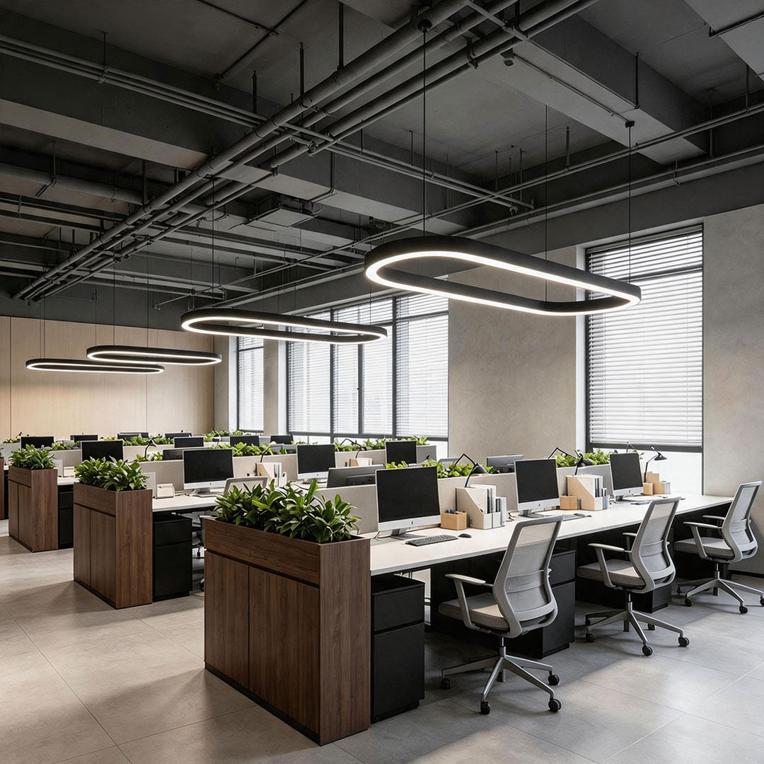 Oval Chandelier Modern Metal LED Office Ceiling