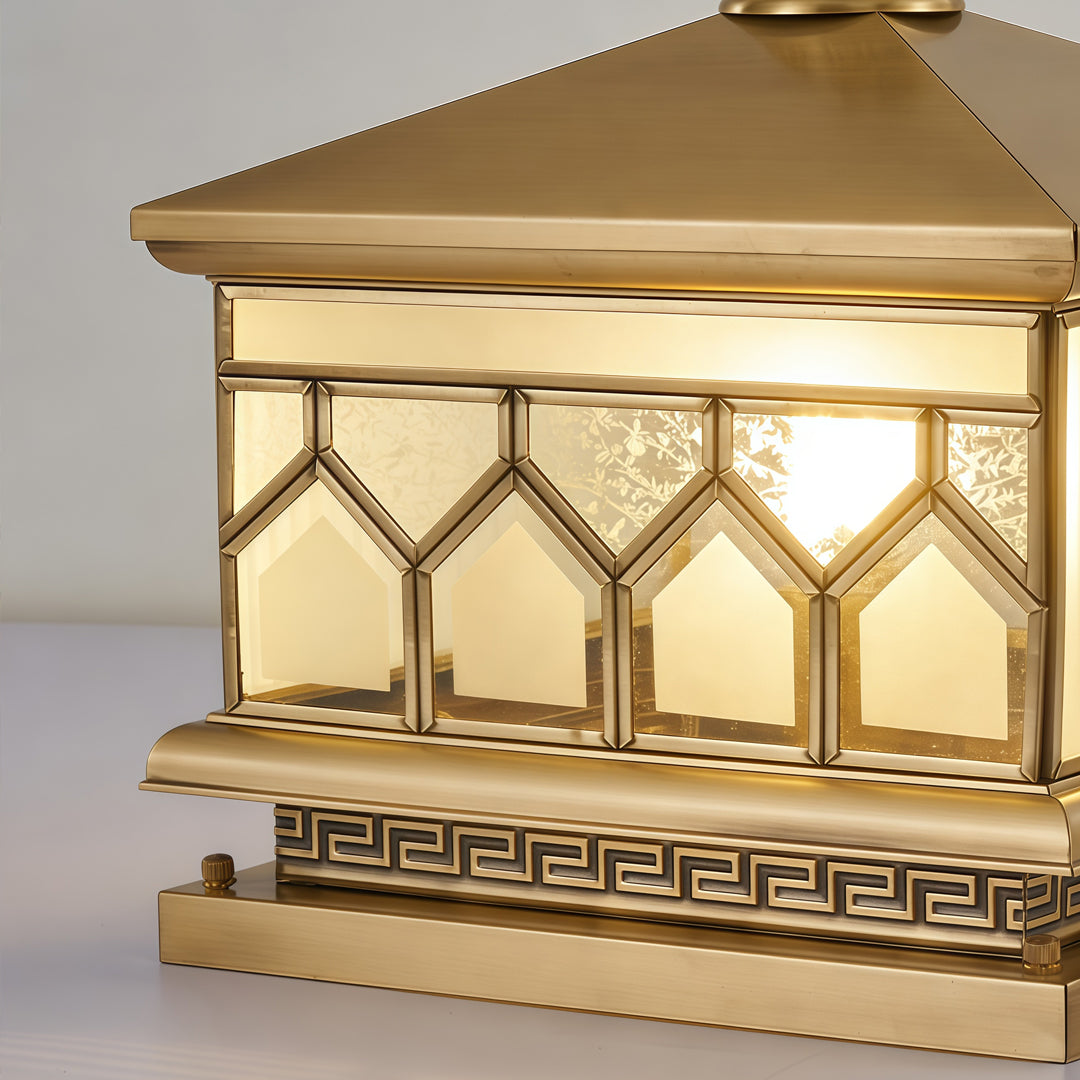 Large Solar Pillar Lights All-Copper Outdoor Light