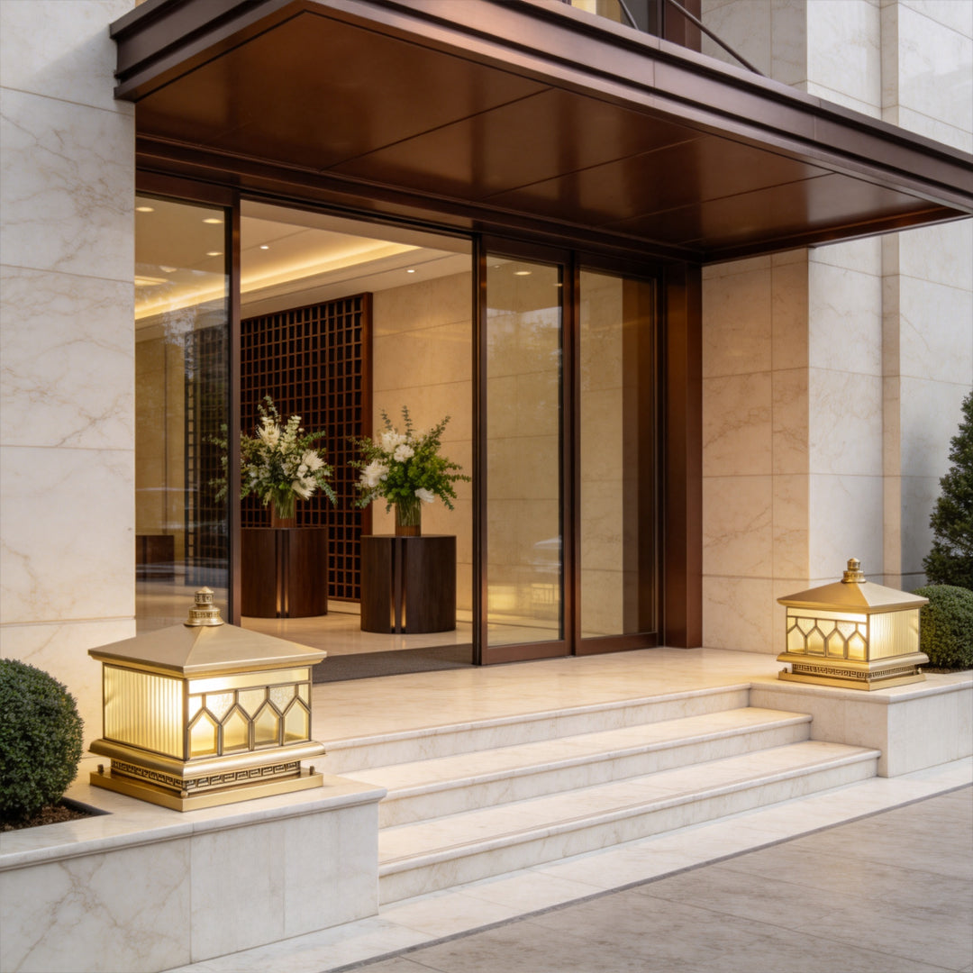 Large Solar Pillar Lights All-Copper Outdoor Light