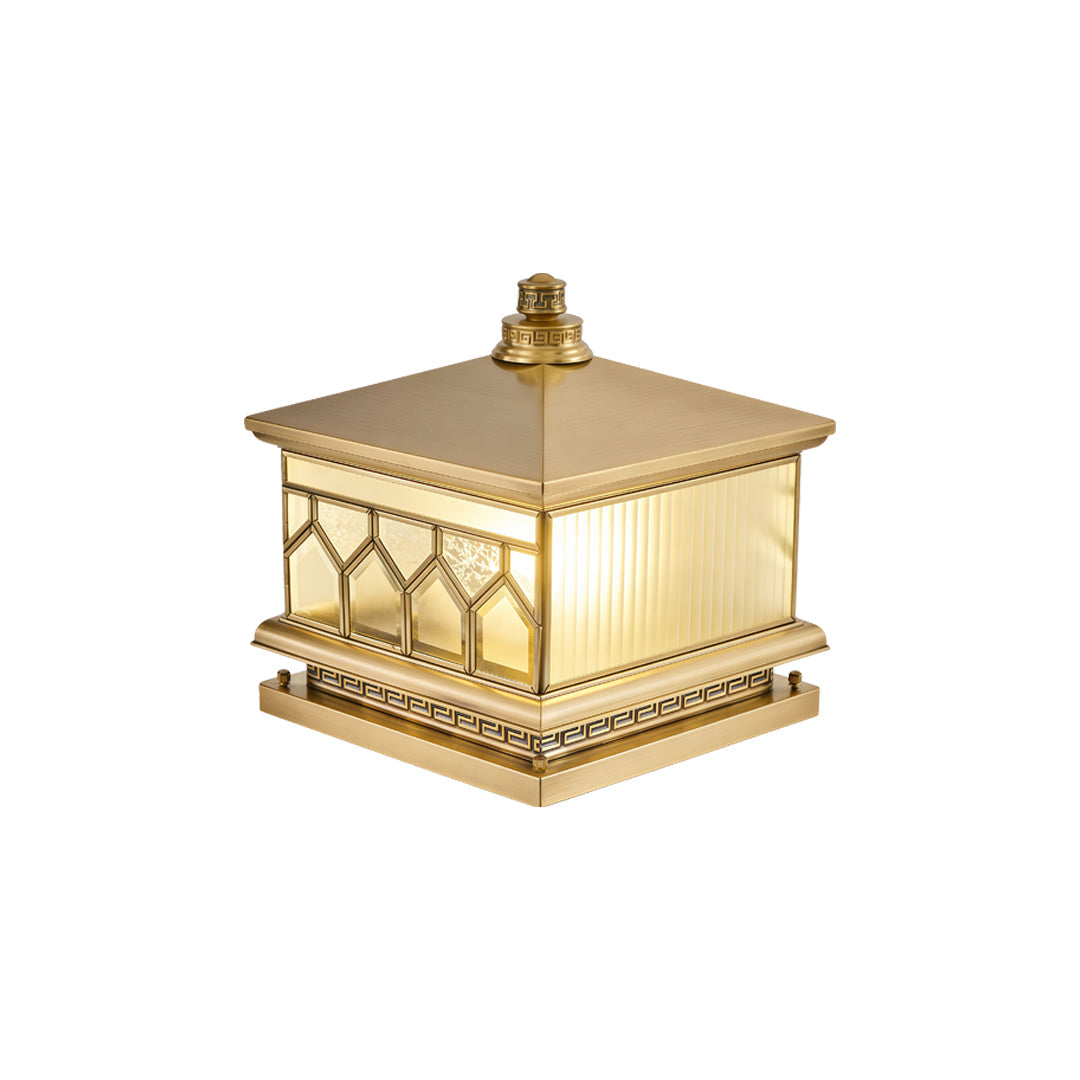 Large Solar Pillar Lights All-Copper Outdoor Light