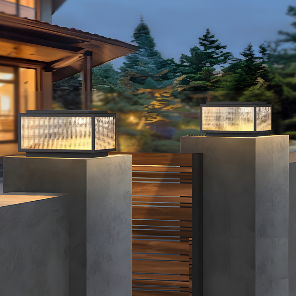 Open-Box Outdoor Pillar Light Fixtures Cast Aluminum Square