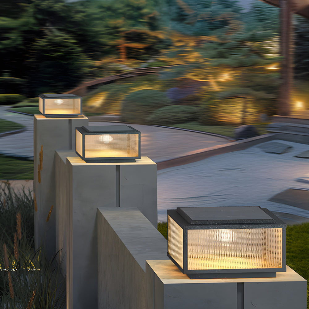 Open-Box Outdoor Pillar Light Fixtures Cast Aluminum Square