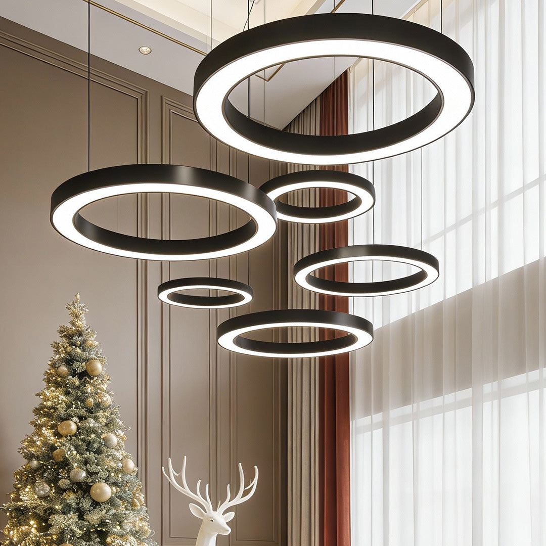 LED Pendant Ring Ceiling Light Modern Metal Acrylic