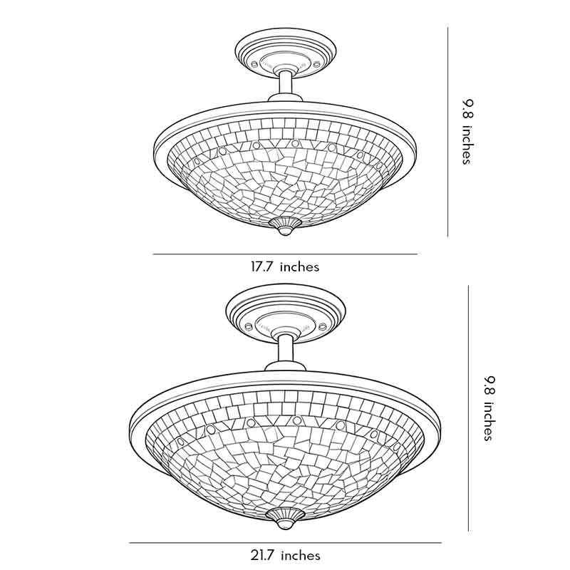 LED Semi Flush Mount Ceiling Lights French Vintage Light