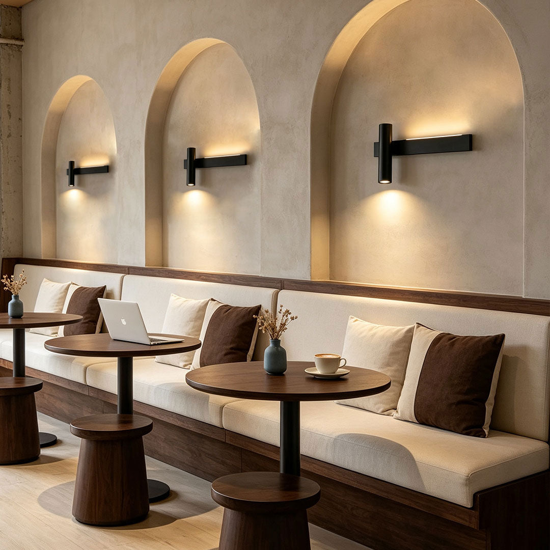Linear Wall Sconces and Spotlight for TV Background