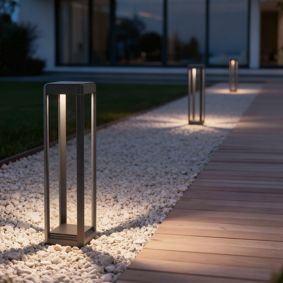[Open-Box]Metal Solar Pathway Lights Modern Black Aluminum Light