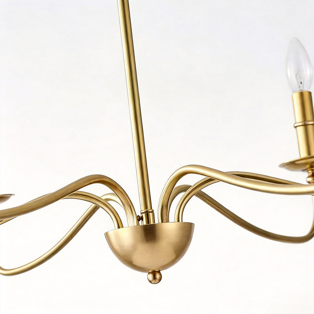 Modern Brass Chandelier Minimalist Candle Ceiling Light