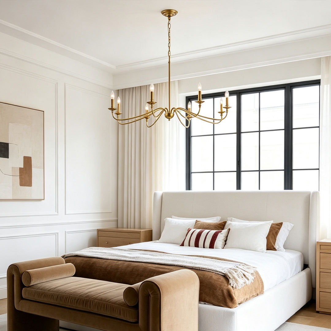 Modern Brass Chandelier Minimalist Candle Ceiling Light